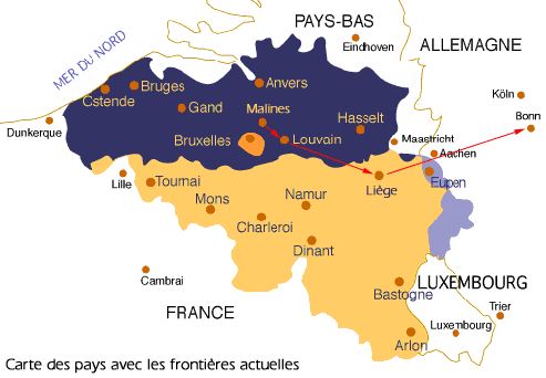 Carte de la migration de la famille Beethoven...