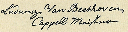 Signature de Ludwig van Beethoven, le grand père, en 1768...
