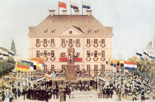 Inauguration de la statue en 1845 à Bonn...