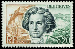 Beethoven : le timbre Français du 27 avril 1963...