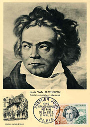 Beethoven : le timbre Français du 27 avril 1963 en maxicarte...